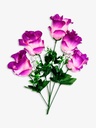 Ramo de 5 rosas con adornos blancos,  largo 50 cm, corola 10 cm