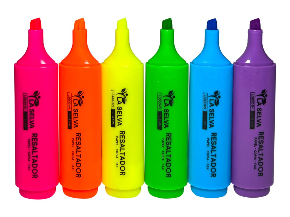 Resaltador de color fluorescente LS6004N, 1-5mm La Selva de 6pcs