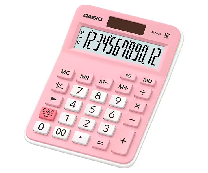 Calculadora CASIO MX-12B comercial de 12 digitos, en difrentes colores