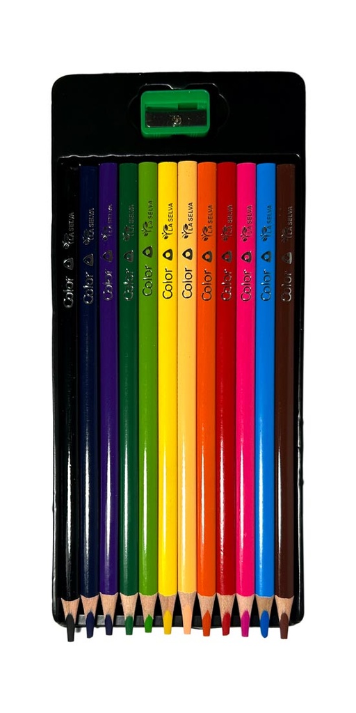Color largo tiangular mina 4mm La Selva de 12 colores + tajador