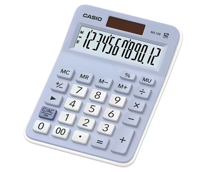 Calculadora CASIO MX-12B comercial de 12 digitos, en difrentes colores