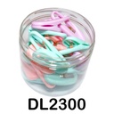 Clips especiales de mango plastico colores pasteles frasco