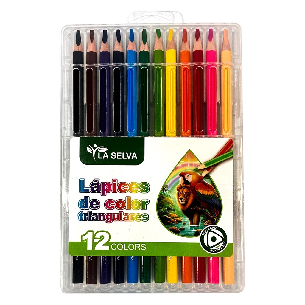 [LS417R-12] Color largo tiangular mina 4mm estuche RIGIDO La Selva de 12 colores