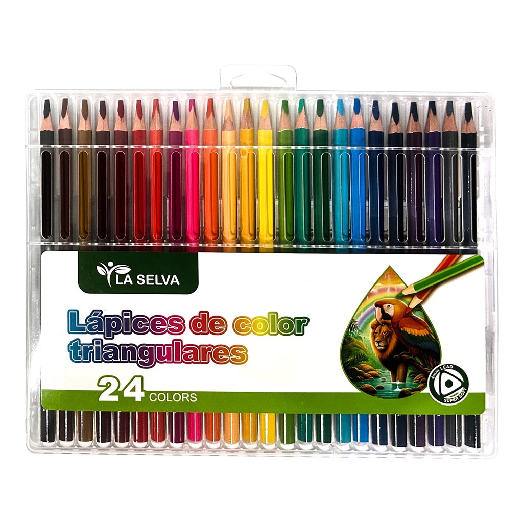 [LS417R-24] Color largo tiangular mina 4mm estuche RIGIDO La Selva de 24 colores