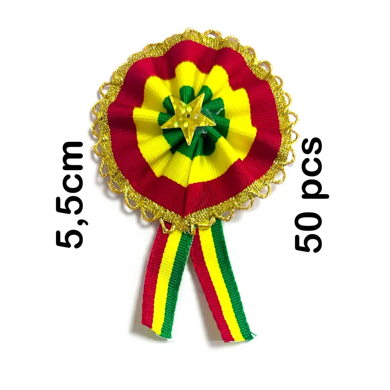 Escarapela Tricolor borde dorado diámetro 5CM, bolsa de 50PCS
