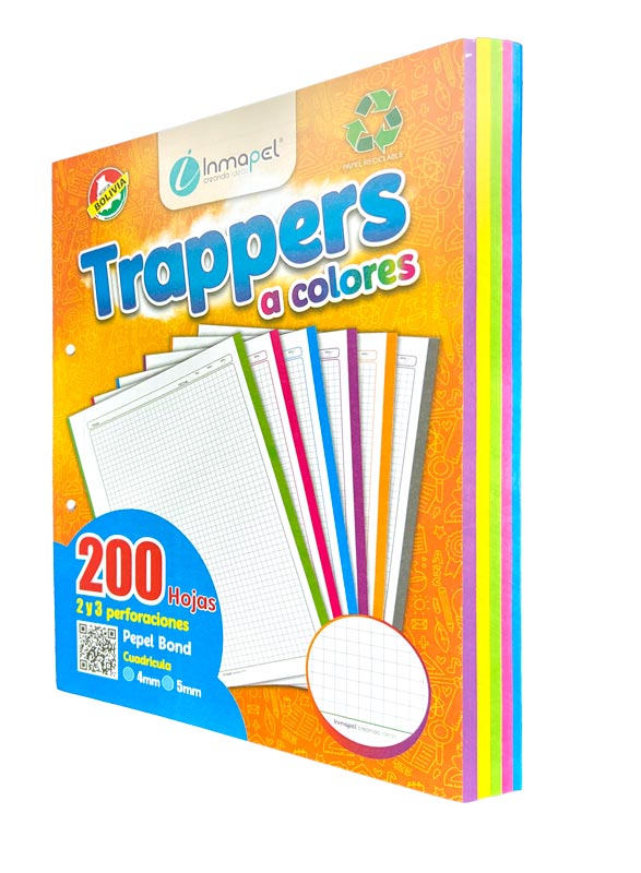 Hojas trapper IN.PAPER clasico 5 colores  200hjs (3 Huecos)