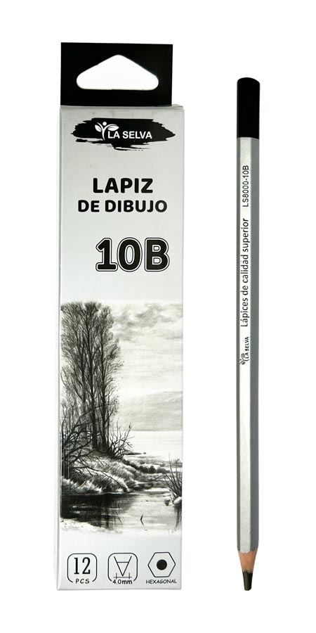 [LS8000-10B] Lapiz carbonico de dibujo 10B-4.0mm La Selva 12pcs