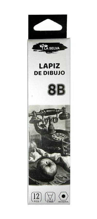 [LS8000-8B] Lapiz carbonico de dibujo 8B-3.5mm La Selva 12pcs