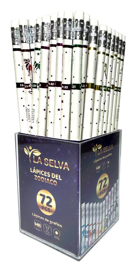 [LS2272Z] Lapiz negro con diseños de zodiaco HB mina 2.2mm La Selva de 72pcs ,.