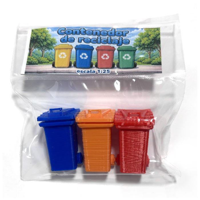 Maqueta - contenedor de reciclaje escala 1:25 3pcs (Pequeño)