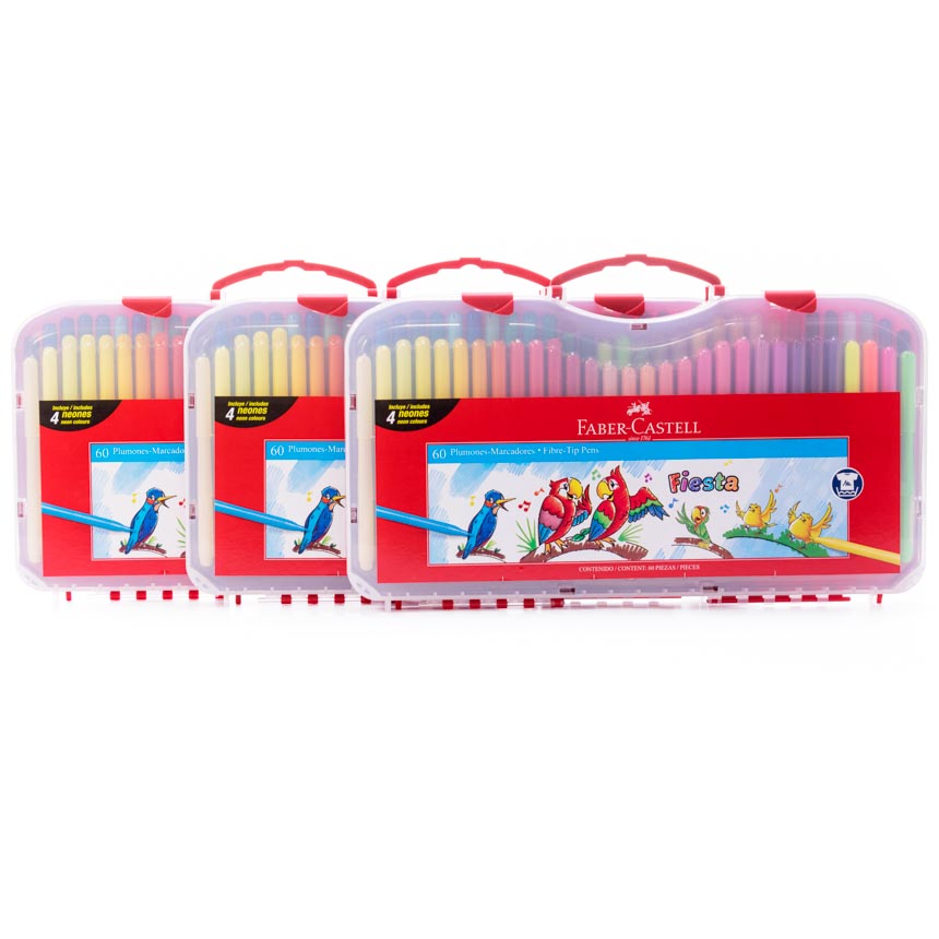 [555360] Marcador fiesta estuche rígido Faber Castell 60 colores