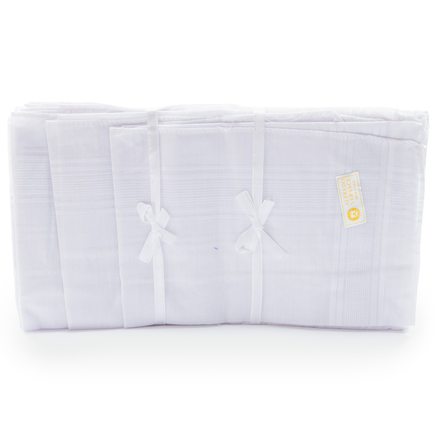 Pañuelo blanco 100% algodon para VARON 37x37cm 12PCS