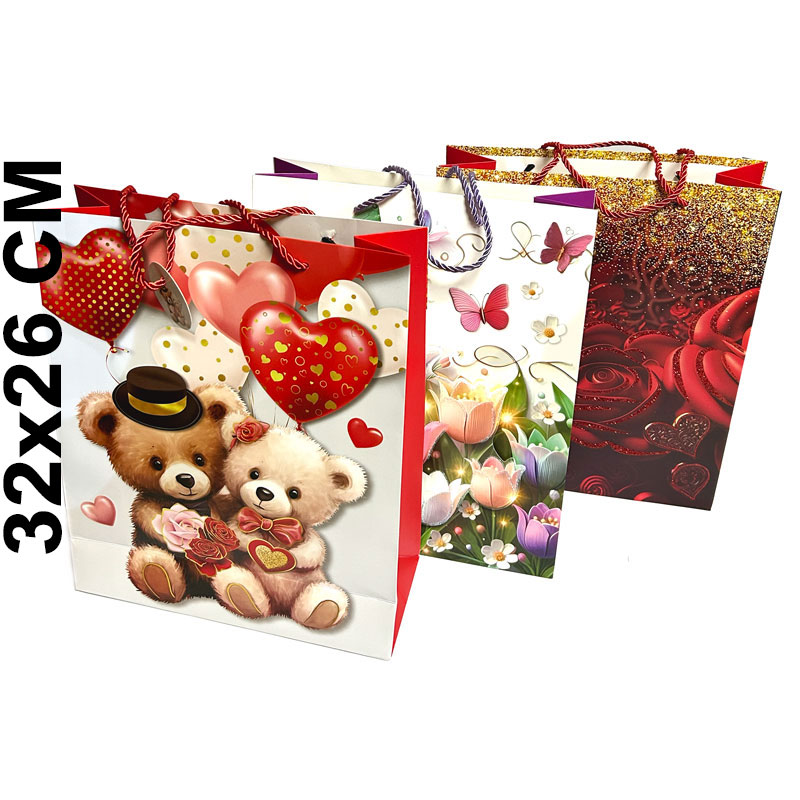 BOLSAS DE REGALO MEDIANO 32x26x10cm, bolsa de 12pcs